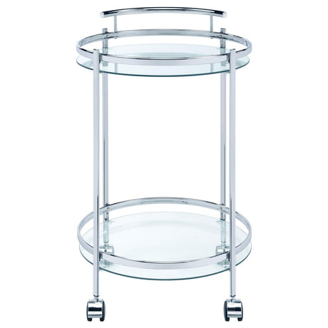 Chrissy Chrome Round Glass Bar Cart by Coaster at Eve Furniture