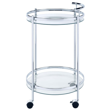 Chrissy Chrome Round Glass Bar Cart by Coaster at Eve Furniture
