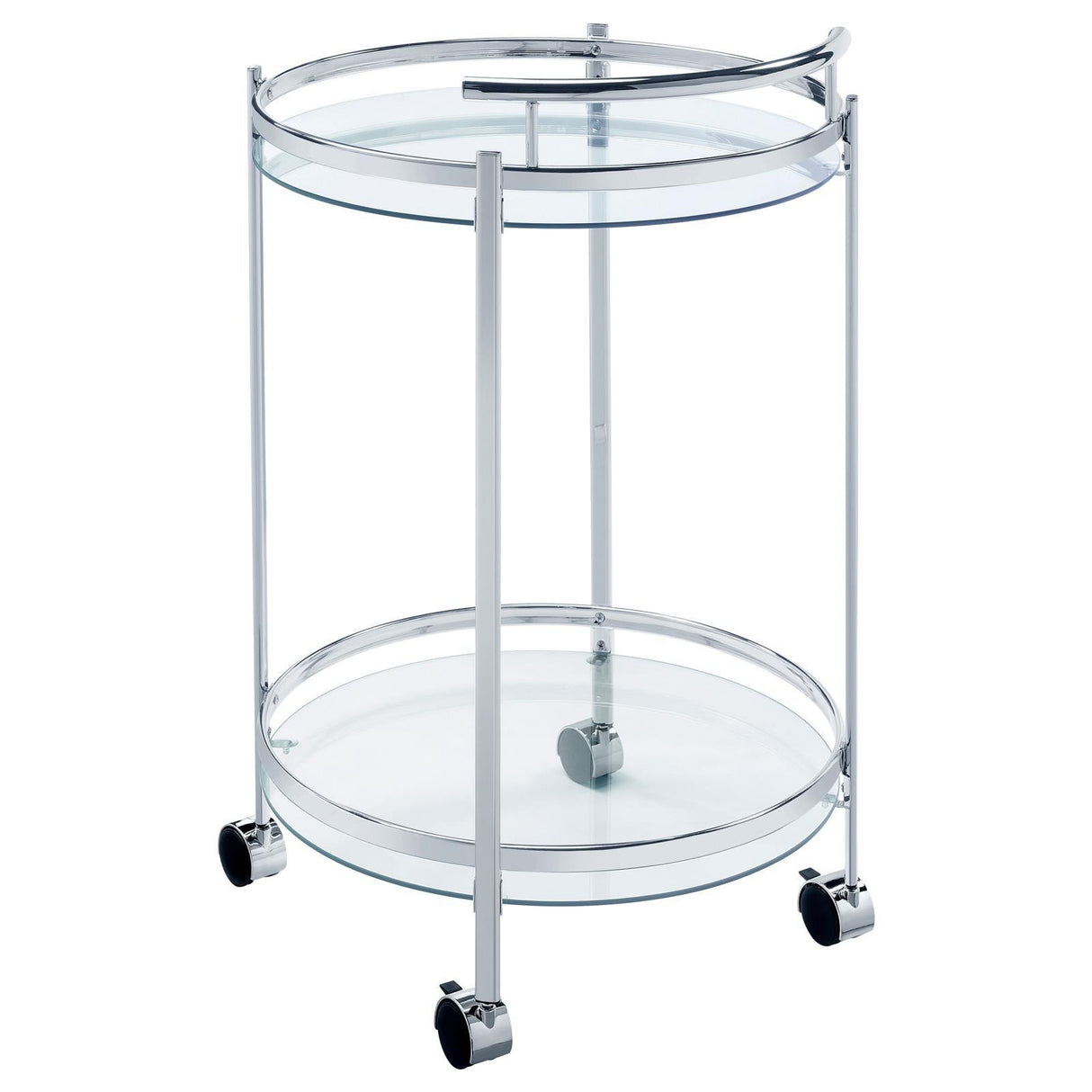 Chrissy Chrome Round Glass Bar Cart by Coaster at Eve Furniture