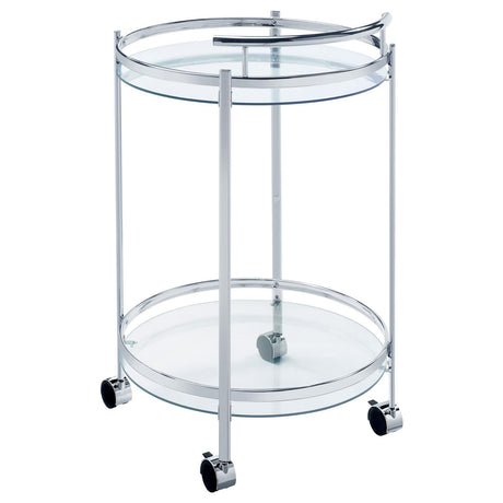 Chrissy Chrome Round Glass Bar Cart by Coaster at Eve Furniture