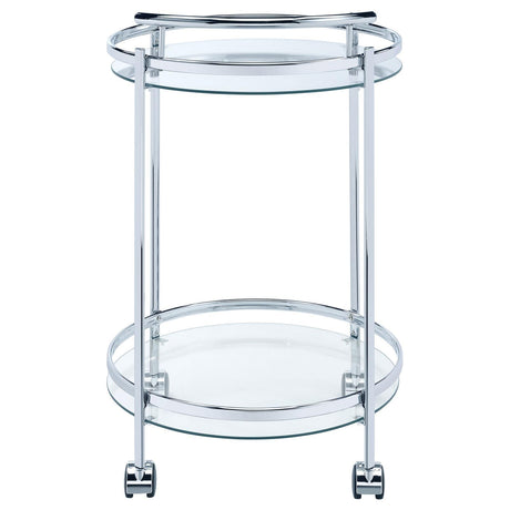 Chrissy Chrome Round Glass Bar Cart by Coaster at Eve Furniture