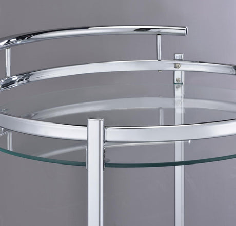 Chrissy Chrome Round Glass Bar Cart by Coaster at Eve Furniture