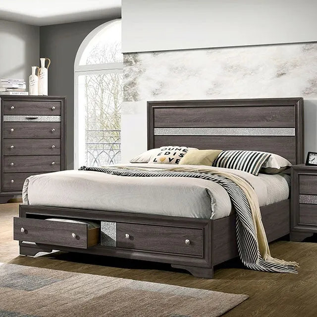 Chrissy Gray 5-Piece Queen Bedroom Set by Furniture of America at Eve Furniture