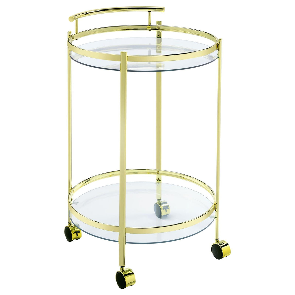 Chrissy Brass Round Glass Bar Cart