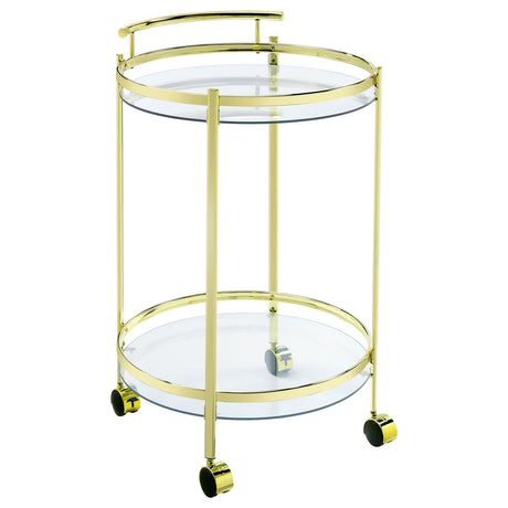 Chrissy Brass Round Glass Bar Cart