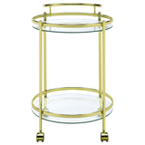 Chrissy Brass Round Glass Bar Cart