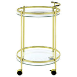 Chrissy Brass Round Glass Bar Cart