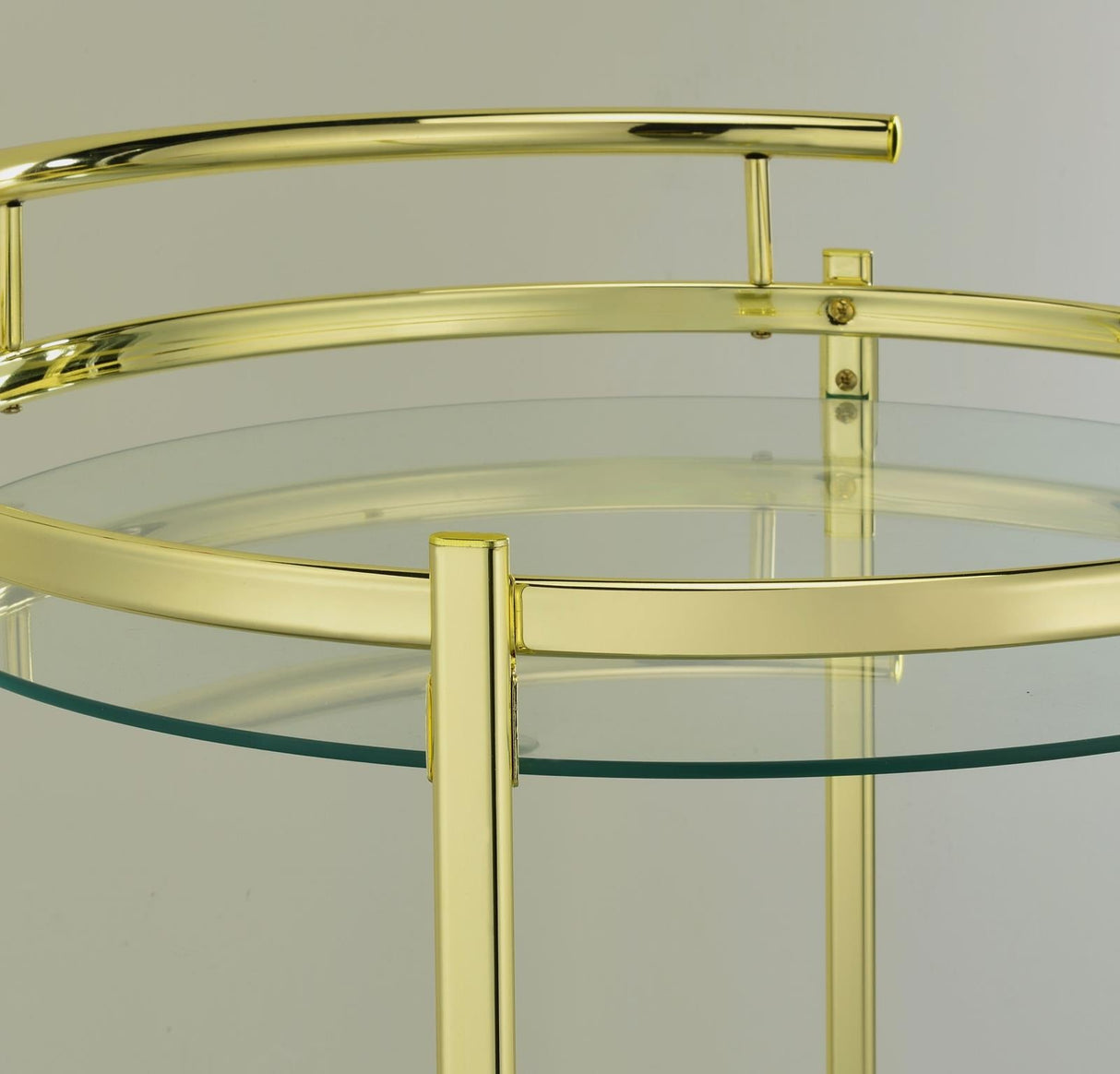 Chrissy Brass Round Glass Bar Cart