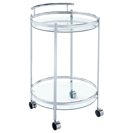 Chrissy Chrome Round Glass Bar Cart