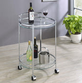 Chrissy Chrome Round Glass Bar Cart