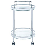 Chrissy Chrome Round Glass Bar Cart