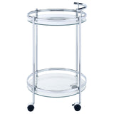 Chrissy Chrome Round Glass Bar Cart