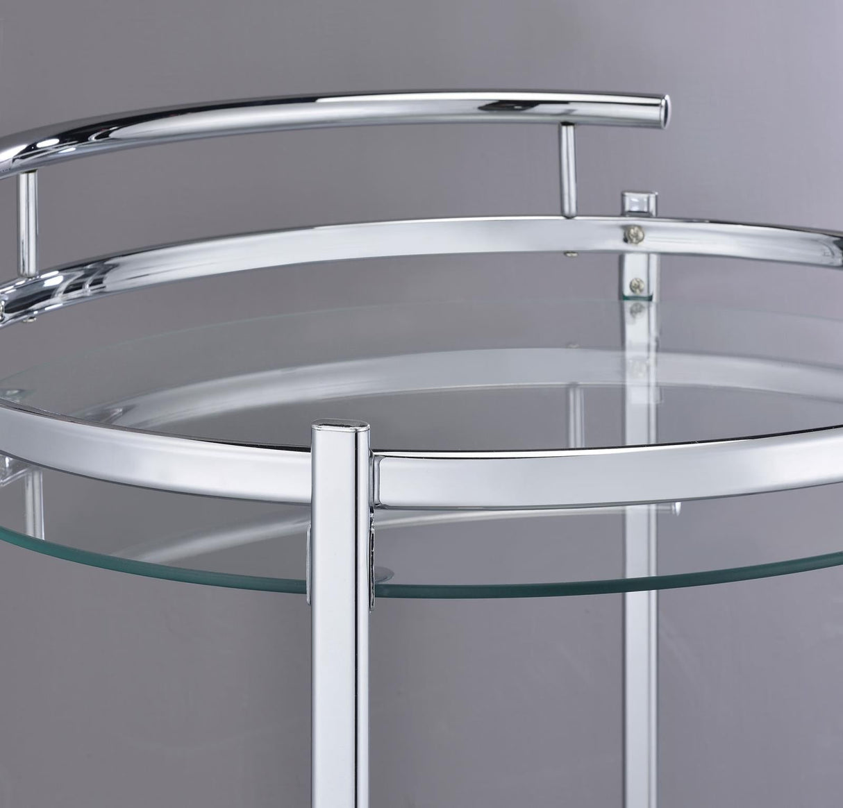 Chrissy Chrome Round Glass Bar Cart