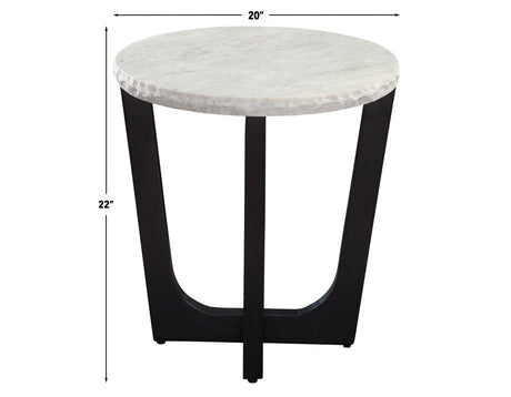 Chrissy 20″ Round White Marble End Table by Steve Silver at Eve Furniture