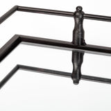 Christa 22L x 22W Black Metal Mirrored Base Square Tray by Mercana at Eve Furniture