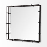 Christa 22L x 22W Black Metal Mirrored Base Square Tray by Mercana at Eve Furniture
