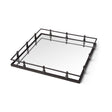 Christa 22L x 22W Black Metal Mirrored Base Square Tray by Mercana at Eve Furniture