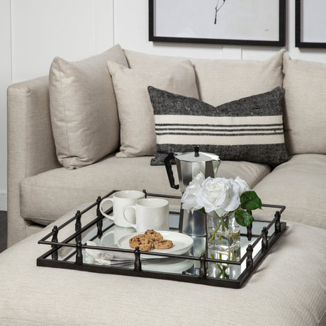 Christa Black Metal Mirrored Base Square Tray by Mercana at Eve Furniture