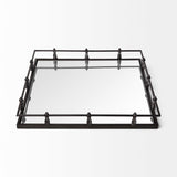 Christa Black Metal Mirrored Base Square Tray by Mercana at Eve Furniture