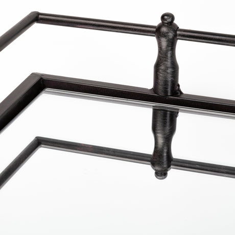 Christa Black Metal Mirrored Base Square Tray by Mercana at Eve Furniture