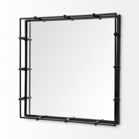 Christa Black Metal Mirrored Base Square Tray by Mercana at Eve Furniture