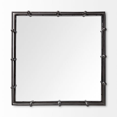 Christa Black Metal Mirrored Base Square Tray by Mercana at Eve Furniture