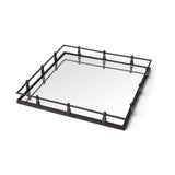 Christa Black Metal Mirrored Base Square Tray by Mercana at Eve Furniture