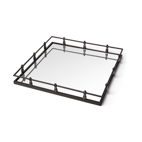 Christa Black Metal Mirrored Base Square Tray by Mercana at Eve Furniture
