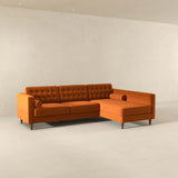 Christian Mid-Century Modern Burnt Orange Velvet Sectional Sofa Burnt Orange / Left Facing