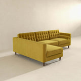 Christian Mid-Century Modern Dark Yellow Velvet Sectional Sofa Dark Yellow / Left Facing