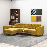 Christian Mid-Century Modern Dark Yellow Velvet Sectional Sofa Dark Yellow / Right Facing