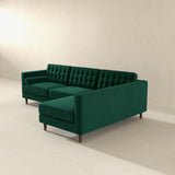 Christian Mid-Century Modern Green Velvet Sectional Sofa Green / Left Facing