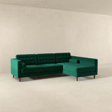 Christian Mid-Century Modern Green Velvet Sectional Sofa Green / Left Facing