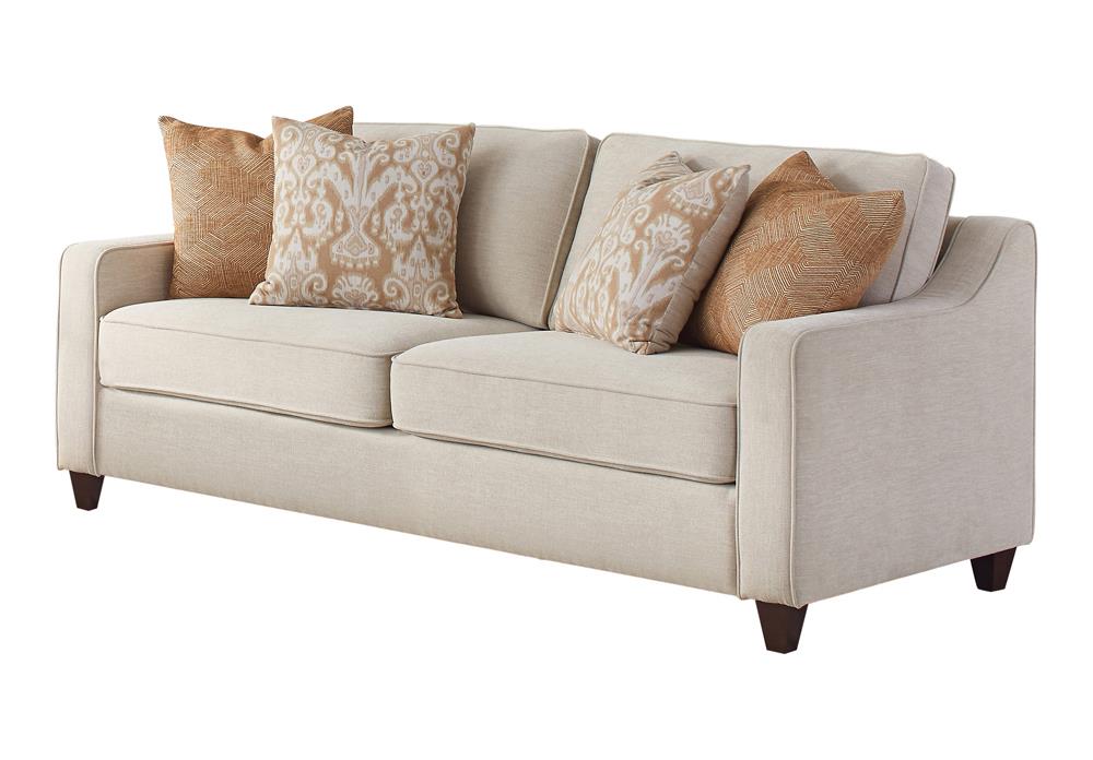 Christine Beige Upholstered Sloped Arm Living Room Set by Coaster at Eve Furniture