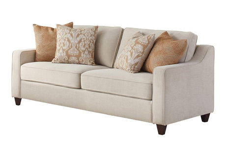Christine Beige Upholstered Sloped Arm Living Room Set by Coaster at Eve Furniture