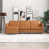 Christopher Tan Leather Electric Inclining Sofa Left Facing