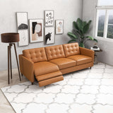 Christopher Tan Leather Electric Inclining Sofa Right Facing