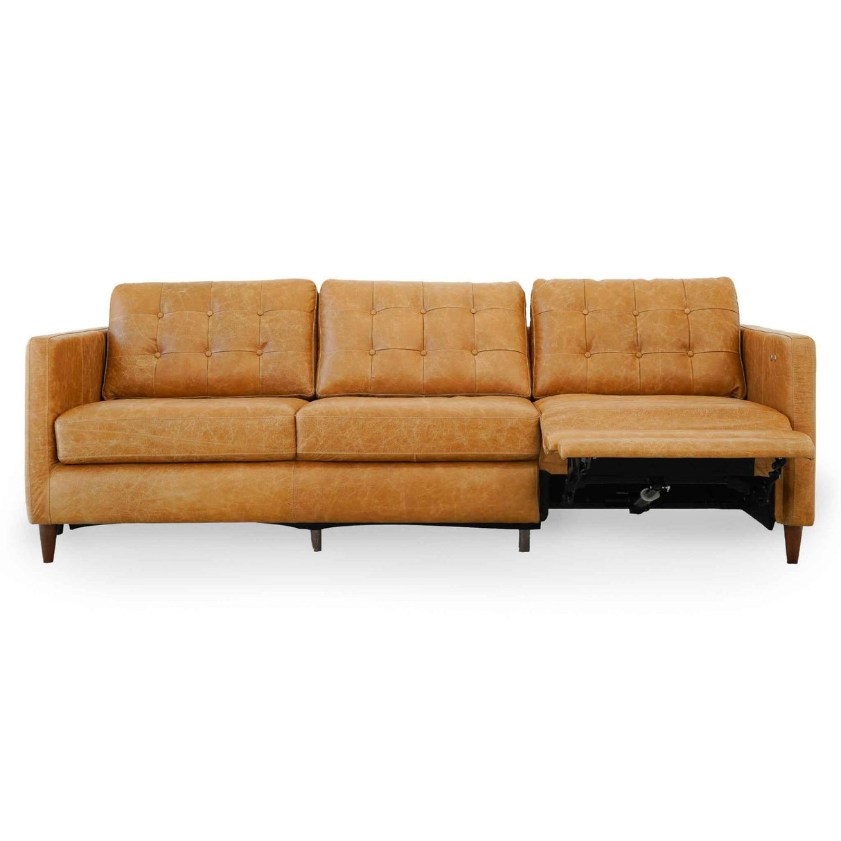 Christopher Tan Leather Electric Inclining Sofa - Right Facing by Ashcroft Furniture at Eve Furniture