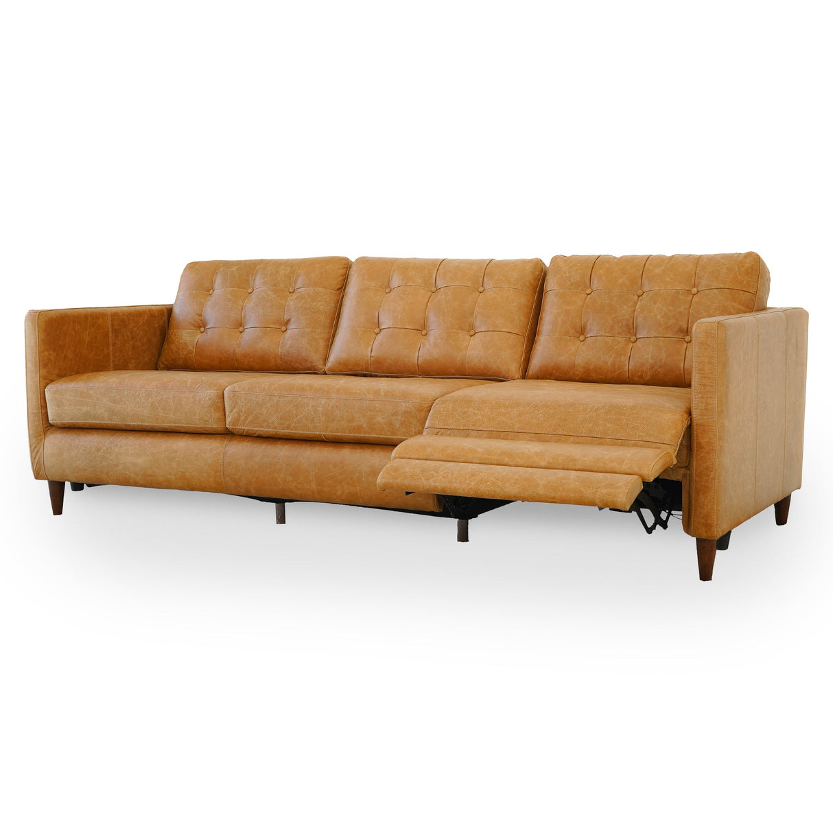 Christopher Tan Leather Electric Inclining Sofa - Right Facing by Ashcroft Furniture at Eve Furniture
