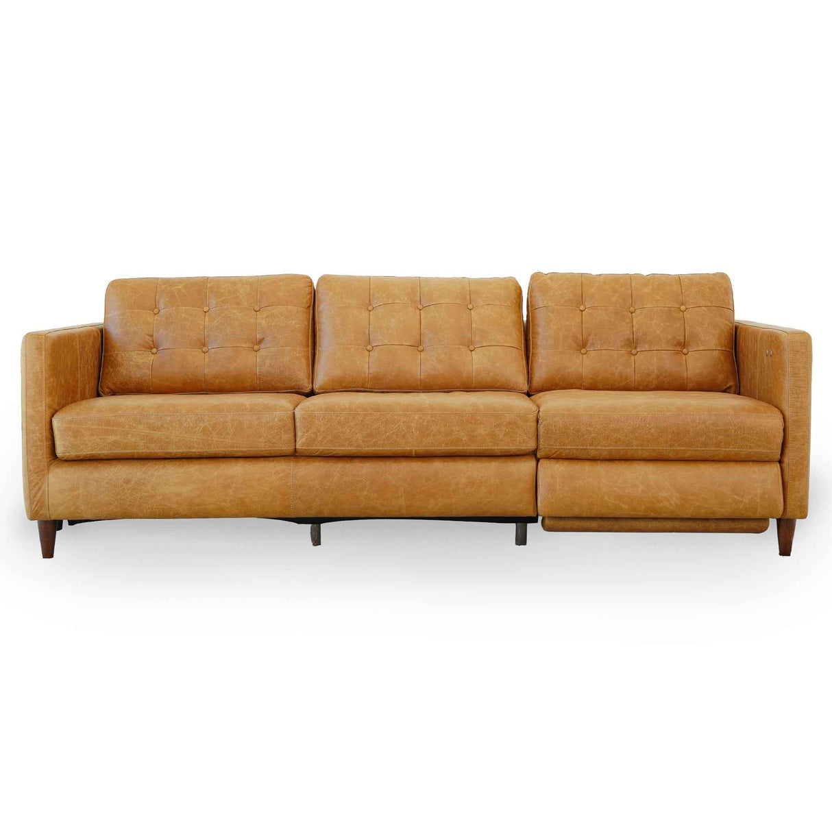 Christopher Tan Leather Electric Inclining Sofa - Right Facing by Ashcroft Furniture at Eve Furniture
