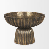 Ciaran Fluted Textured Antiqued Gold Metal Decorative Bowl by Mercana at Eve Furniture