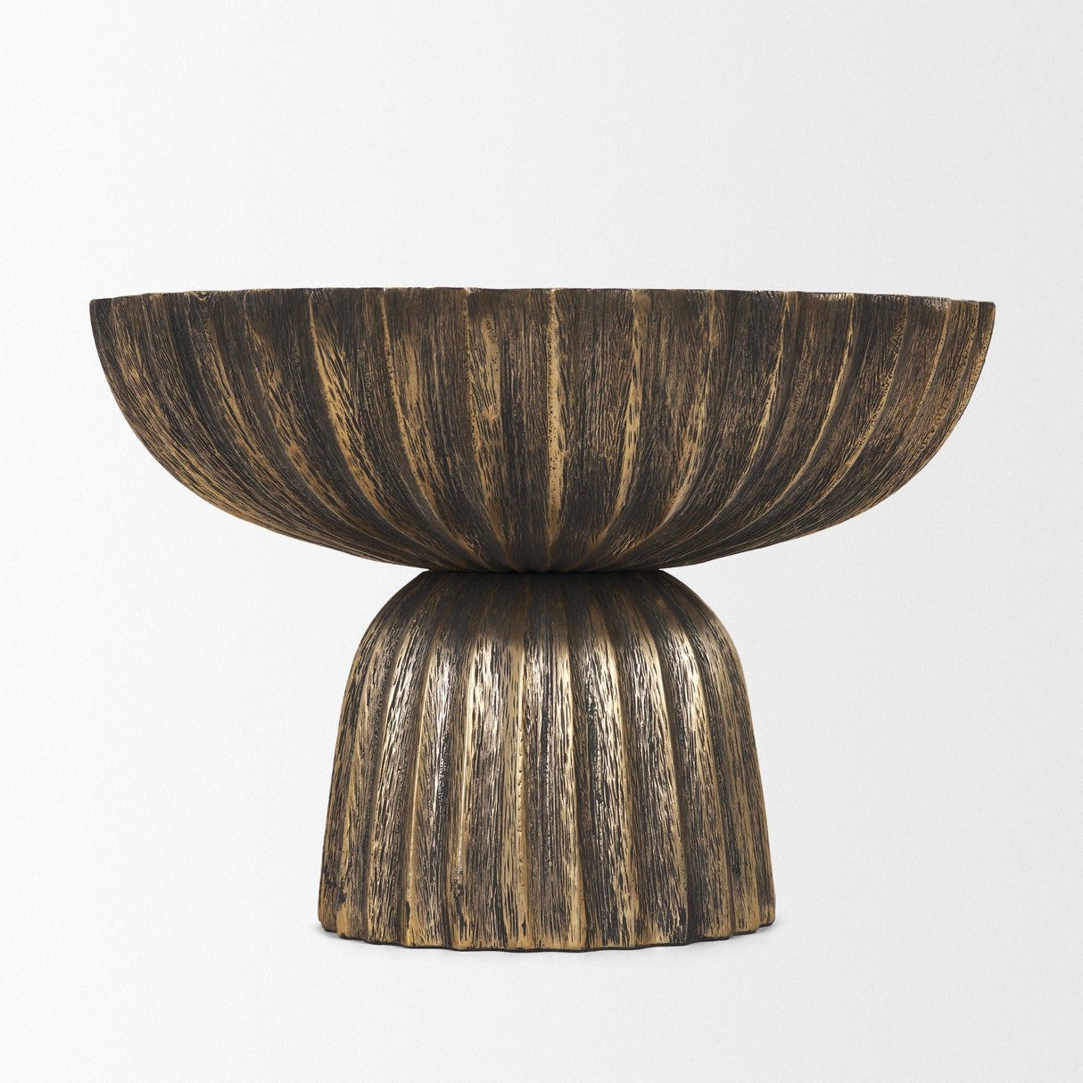 Ciaran Fluted Textured Antiqued Gold Metal Decorative Bowl by Mercana at Eve Furniture