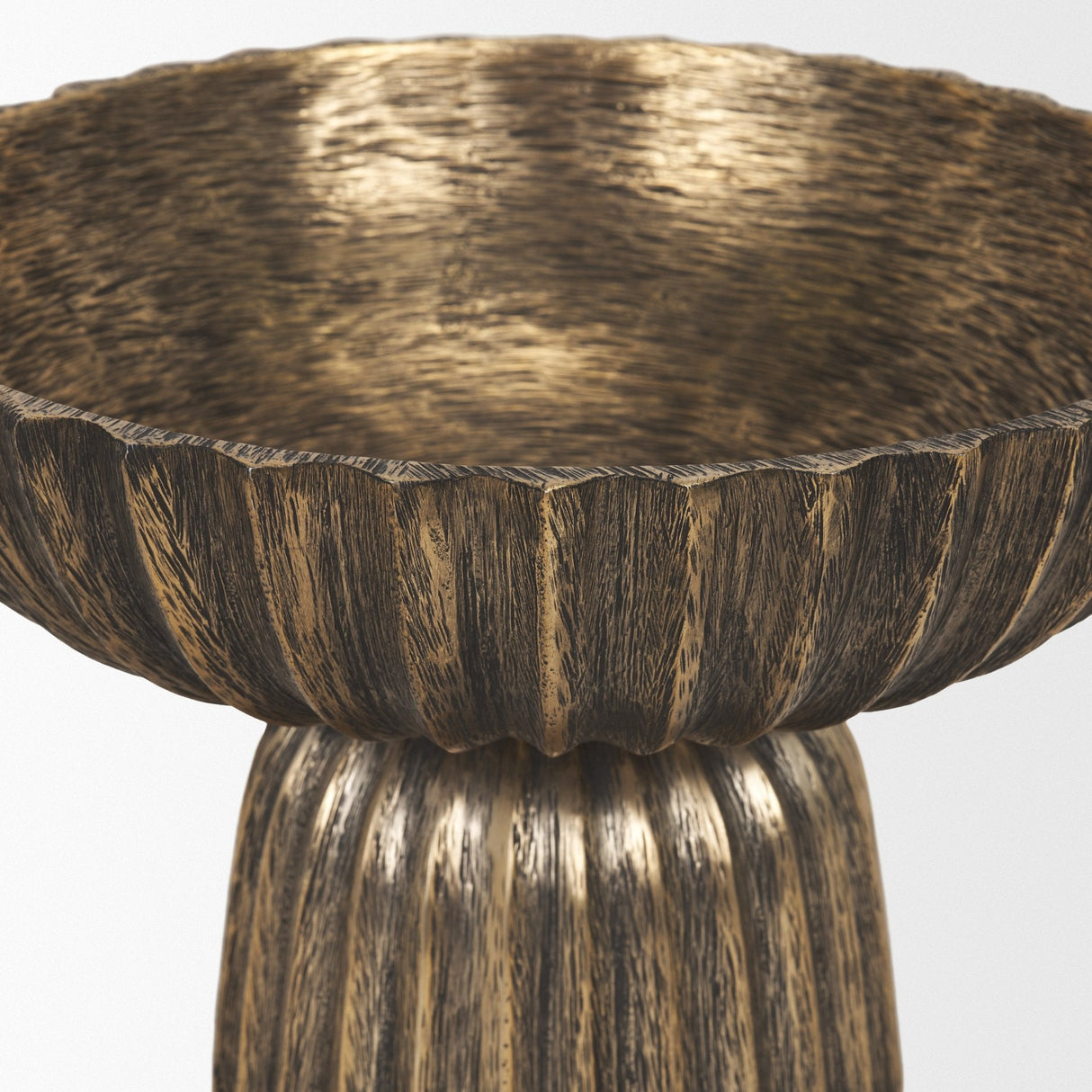 Ciaran Fluted Textured Antiqued Gold Metal Decorative Bowl by Mercana at Eve Furniture