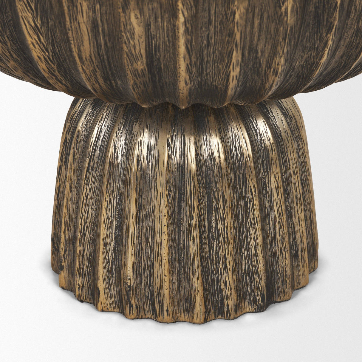 Ciaran Fluted Textured Antiqued Gold Metal Decorative Bowl by Mercana at Eve Furniture