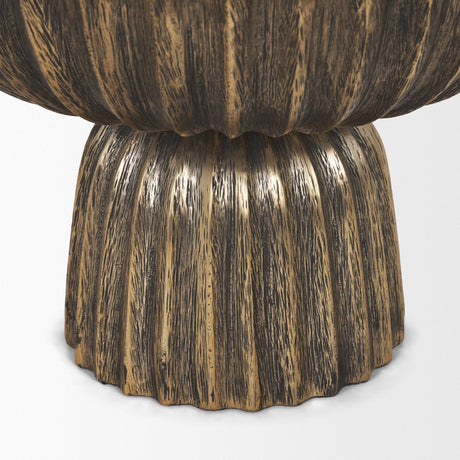 Ciaran Fluted Textured Antiqued Gold Metal Decorative Bowl by Mercana at Eve Furniture