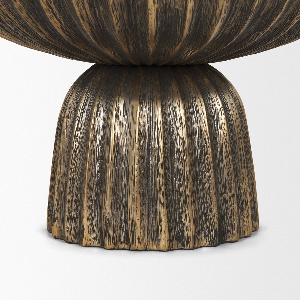 Ciaran Fluted Textured Antiqued Gold Metal Decorative Bowl by Mercana at Eve Furniture
