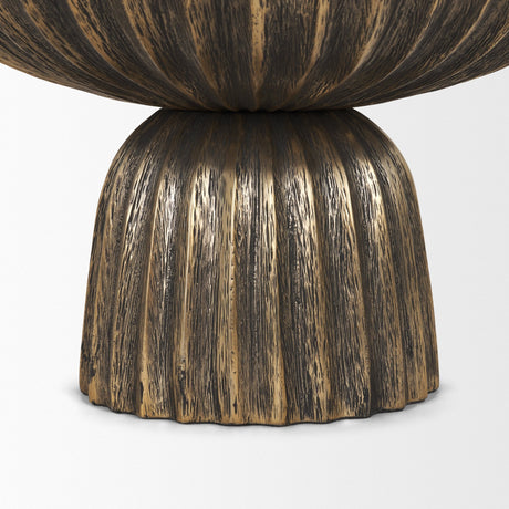 Ciaran Fluted Textured Antiqued Gold Metal Decorative Bowl by Mercana at Eve Furniture
