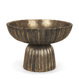 Ciaran Fluted Textured Antiqued Gold Metal Decorative Bowl by Mercana at Eve Furniture