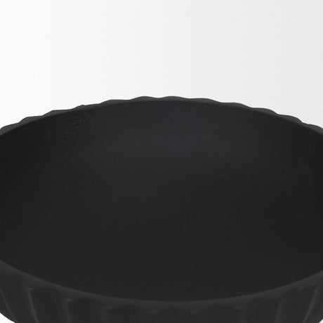 Ciaran Smooth Fluted Matte Black Metal Decorative Bowl by Mercana at Eve Furniture