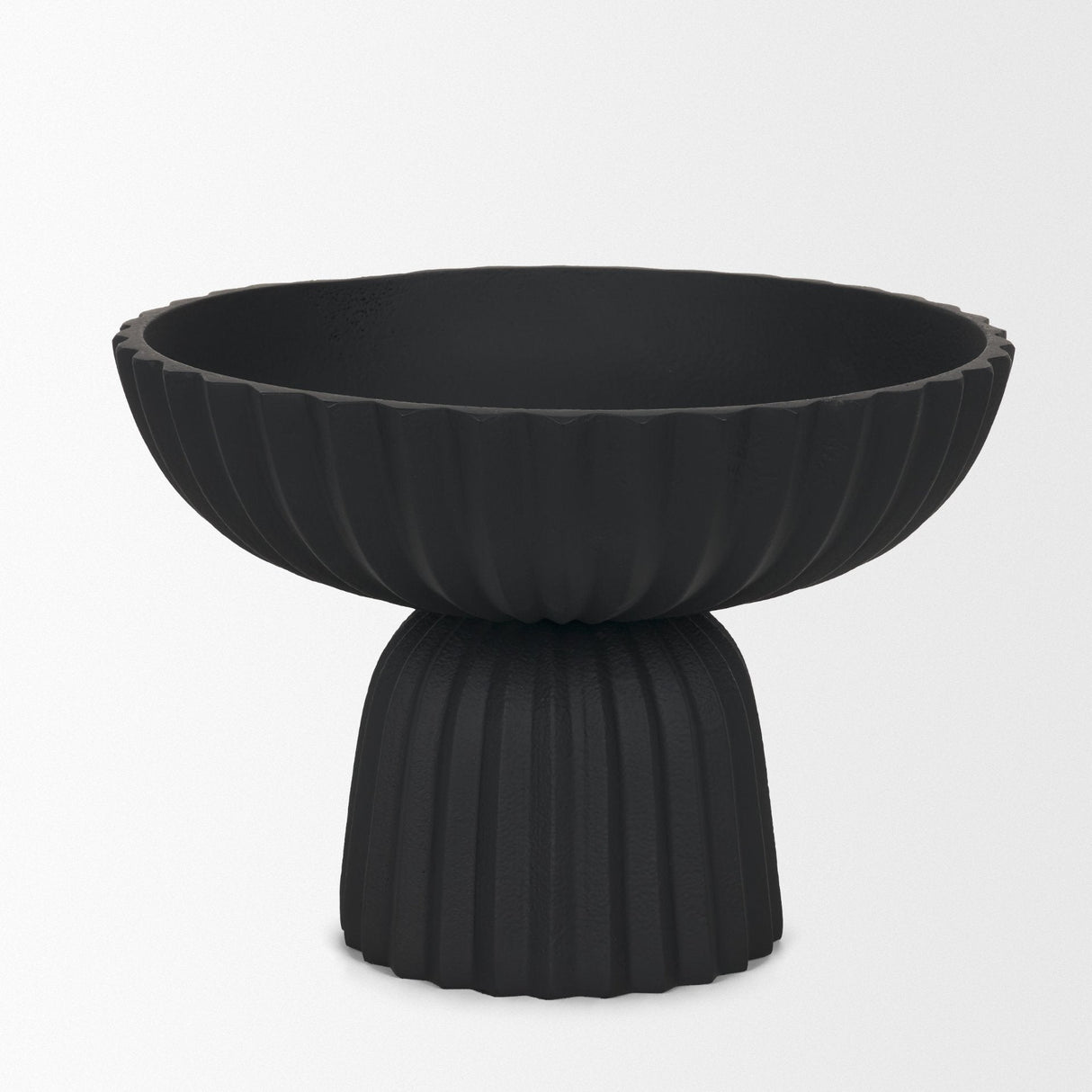 Ciaran Smooth Fluted Matte Black Metal Decorative Bowl by Mercana at Eve Furniture